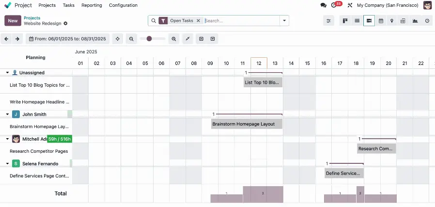 Workload Management: Use the Planning module to balance workloads.